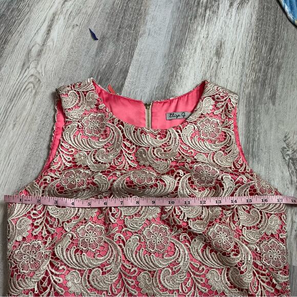 Eliza J Pink Brocade Overlay Lace Sheath Dress - Picture 8 of 9